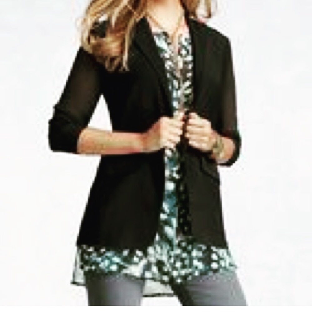 Cabi black blazer with sheer long sleeves
